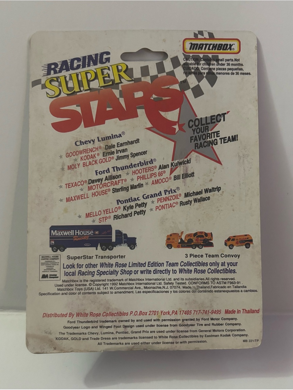 Matchbox Racing Super Stars Toy Packaging - Picture 2 of 2